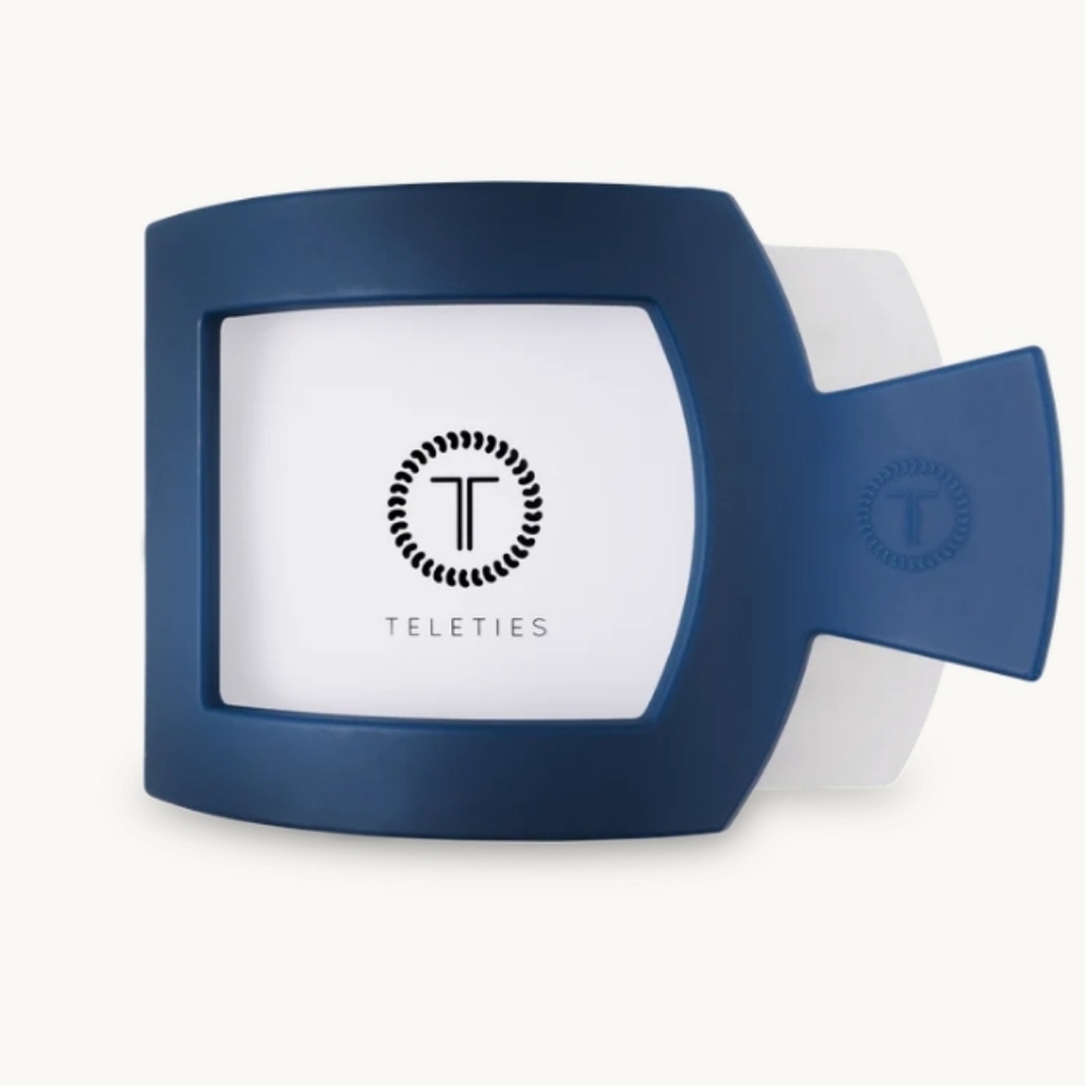 TELETIES MEDIUM Midnight Rain /Navy Blue Flat Square Hair Clip|MATTE| New W Tags